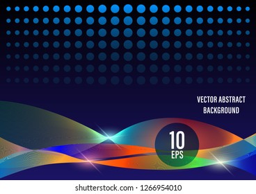 Abstract Wave colorful smoke with dots background. Interplay of shapes on the subject of space, light and energy. Vector Illustration