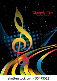 abstract wave, colorful stripes background with musical notes