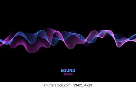 Abstract wave colorful vector background. Music sound or energy concept.