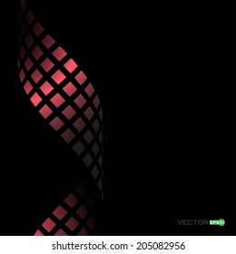 abstract wave composed of squares with black background