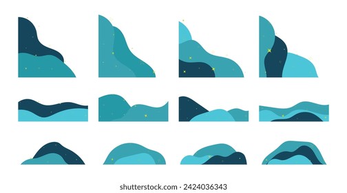 Abstract Wave Corner for Banner Decoration, Set of Element Graphic Design. Vector illustration