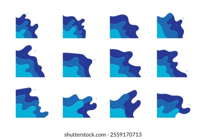 Abstract Wave Corner Border, Fluid Blob Decoration. Organic Wavy Edge Vector Illustration