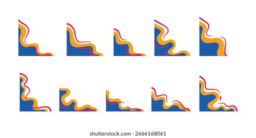 Abstract Wave Corner Set Illustration