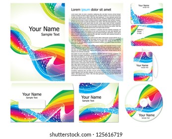 abstract wave corporate id template vector illustration