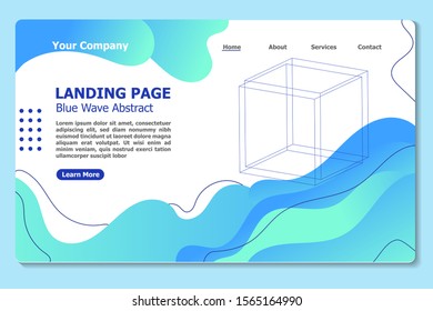 Abstract wave cube 3D background website Landing Page. Template for websites, or apps. Modern design. Abstract vector style.Minimal geometric background. Dynamic shapes composition. Eps10 vector.