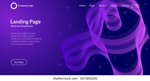 Abstract wave curve background in blue and purple gradient. It is suitable for landing pages, websites, banners, posters, etc. Vector illustration