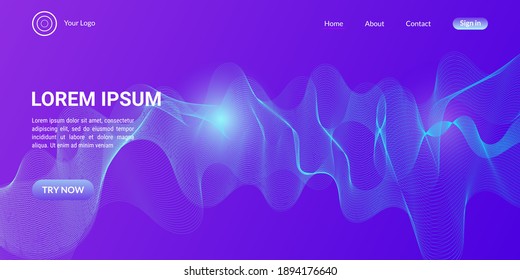 Abstract wave curve background in  blue and purple gradient. It is suitable for landing pages, websites, banners, posters, events, etc. Vector illustration