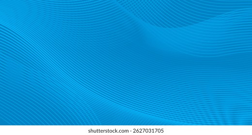 Abstract wave curve background in blue. Stock vector 3D modern background for your presentation, poster, cover.