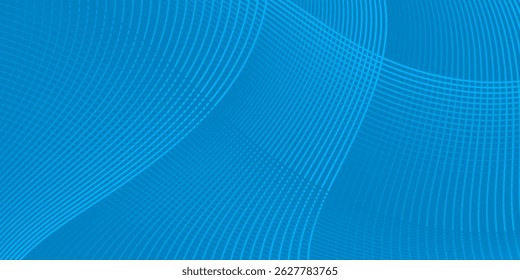 Abstract wave curve background in blue color. Stock vector 3D modern background for your presentation, poster, flyer.