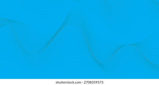 Abstrakter Hintergrund der Wellenlinie auf Blau. Stock Vektor 3D modernen Hintergrund für Ihre Präsentation, Poster, Cover.