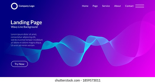 Abstract wave curve background in dark blue and purple gradient. It is suitable for landing pages, websites, banners, posters, events, etc. Vector illustration