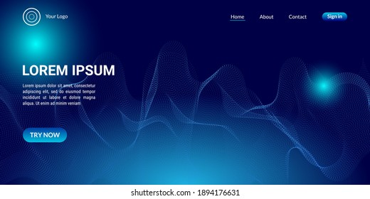 Abstract wave curve background in dark blue   light blue gradient  It is suitable for landing pages  websites  banners  posters  events  etc  Vector illustration