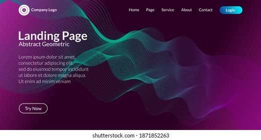 Fondo de la curva de onda abstracta en gradiente verde y rosa oscuro. Es adecuado para páginas de aterrizaje, sitios web, banners, carteles, etc. Ilustración vectorial