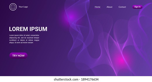 Abstract wave curve background in purple gradient. It is suitable for landing pages, websites, banners, posters, events, etc. Vector illustration
