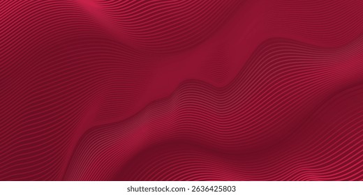 Abstract wave curve background in red. Stock vector 3D modern background for your presentation, poster, brochure.