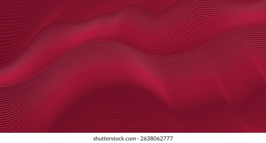 Abstract wave curve background in red color. Stock vector 3D modern background for your presentation, poster, flyer.