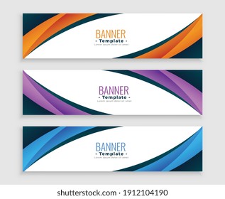 abstract wave curve business web banners set