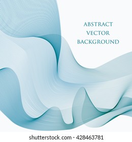 Abstract wave. Curve flow blue motion illustration. Smoke design. Vector illustration.