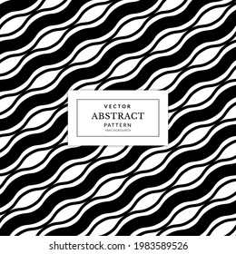 Curva de onda abstracta de fondo blanco y negro sin soldadura. Patrón geométrico abstracto con líneas onduladas. Elementos de diseño para impresiones, decoración, textiles, tela, mobiliario, tela.