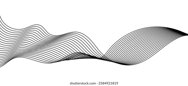 Abstract wave curved background lines design, vector illustration.