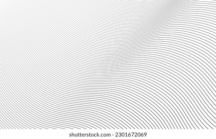 Líneas redondeadas de onda abstracta. Fondo de arte monocromático estilizado. Patrón guilloche.