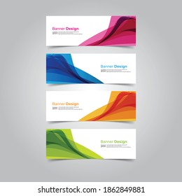 Plantilla web de banners de diseño de ondas abstractas Vector