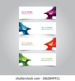 Plantilla web de banners de diseño de ondas abstractas Vector