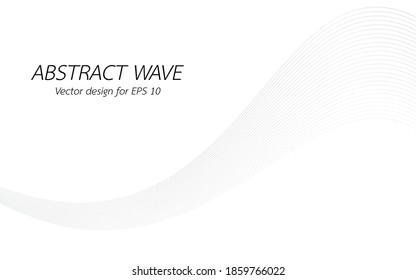 Abstract wave for design. Curved wavy line frequency, smooth stripe, color tone white and black. Vector illustration. Background with copy space for display of content or websites and applications.