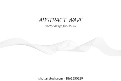 Abstract wave for design. Curved wavy line frequency, smooth stripe, color tone white and black. Vector illustration. Background with copy space for display of content or websites and applications.