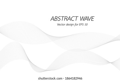Abstract wave for design. Curved wavy line frequency, smooth stripe, color tone white and black. Vector illustration. Background with copy space for display of content or websites and applications.
