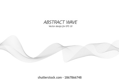 Abstract wave for design. Curved wavy line frequency, smooth stripe, color tone white and black. Vector illustration. Background with copy space for display of content or websites and applications.