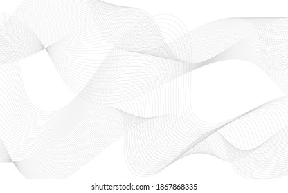 Abstract wave for design. Curved wavy line frequency, smooth stripe, color tone white and black. Vector illustration. Background with copy space for display of content or websites and applications.