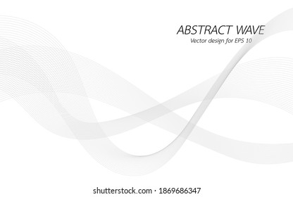 Abstract wave for design curved wavy line frequency, smooth stripe, color tone gray. Vector illustration on white background isolated display content of websites and app. Created using the Blend Tool.