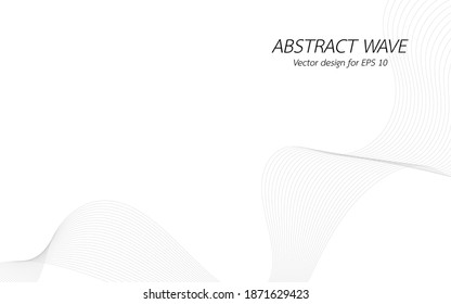 Abstract wave for design curved wavy line frequency, smooth stripe, color tone gray. Vector illustration on white background isolated display content of websites and app. Created using the Blend Tool.