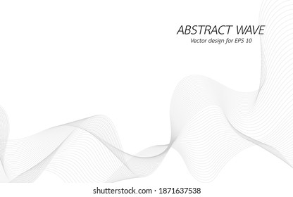 Abstract wave for design curved wavy line frequency, smooth stripe, color tone gray. Vector illustration on white background isolated display content of websites and app. Created using the Blend Tool.