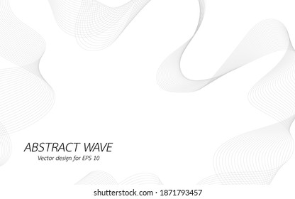 Abstract wave for design curved wavy line frequency, smooth stripe, color tone gray. Vector illustration on white background isolated display content of websites and app. Created using the Blend Tool.
