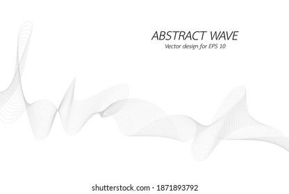 Abstract wave for design curved wavy line frequency, smooth stripe, color tone gray. Vector illustration on white background isolated with copy space for display of content or websites and app.