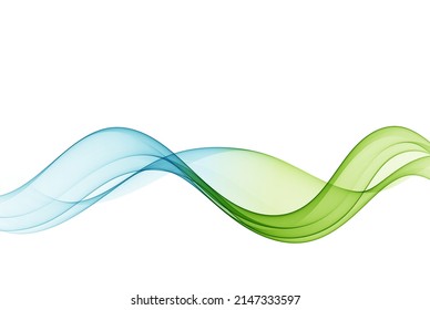 Abstract wave design element, blue-green lines. Transparent wave background