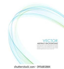 Abstract wave design element. Green and blue wavy lines