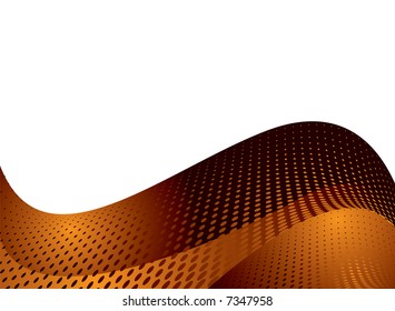 abstract wave design with flowing dots in orange and black
