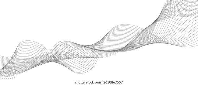 Abstract wave design with flowing lines on white background