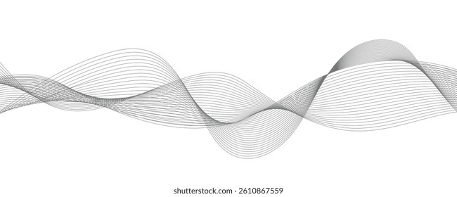 Abstract wave design with flowing lines on white background