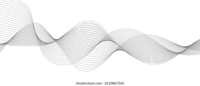Abstract wave design with flowing lines on white background