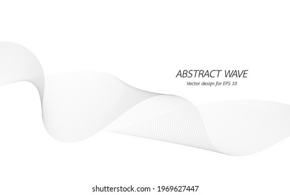Abstract wave design geometric pattern. Background digital technology line frequency, smooth stripe, color tone white gray and black. Graphic element concept with copy space, crypto currency. Vector.