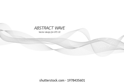Abstract wave design geometric pattern. Background digital technology line frequency, smooth stripe, color tone white gray and black. Graphic element concept with copy space, crypto currency. Vector.