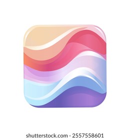 Abstract Wave Design with Gradient Colors. Modern Rounded Square with Flowing Color Layers