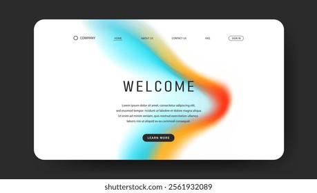 Abstract wave design of landing page. gradient mesh website design