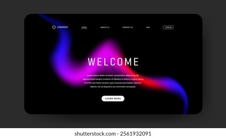 Abstract wave design of landing page. gradient mesh website design