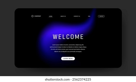 Abstract wave design of landing page. gradient mesh website design