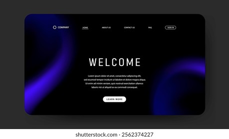 Abstract wave design of landing page. gradient mesh website design